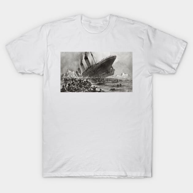 Titanic Sinking, painting (engraving) by Willy Stöwer, 1912. Titanic T-Shirt by Vladimir Zevenckih